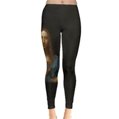 Salvator Mundi Leonardo Davindi 1500 Jesus Christ Savior Of The World Original Paint Most Expensive In The World Inside Out Leggings by snek