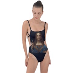 Salvator Mundi Leonardo Davindi 1500 Jesus Christ Savior Of The World Original Paint Most Expensive In The World Tie Strap One Piece Swimsuit by snek