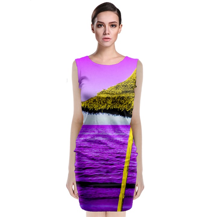 Pop Art Beach Umbrella Sleeveless Velvet Midi Dress