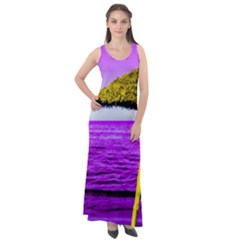 Pop Art Beach Umbrella Sleeveless Velour Maxi Dress by essentialimage