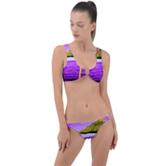 Pop Art Beach Umbrella Ring Detail Crop Bikini Set