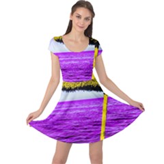 Pop Art Beach Umbrella Cap Sleeve Dress by essentialimage