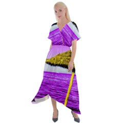 Pop Art Beach Umbrella Cross Front Sharkbite Hem Maxi Dress