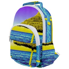 Pop Art Beach Umbrella  Rounded Multi Pocket Backpack by essentialimage