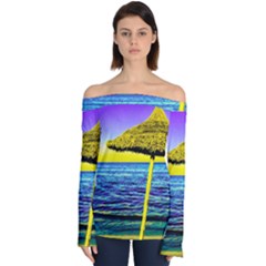 Pop Art Beach Umbrella  Off Shoulder Long Sleeve Top by essentialimage