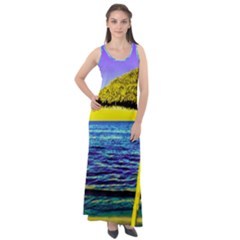 Pop Art Beach Umbrella  Sleeveless Velour Maxi Dress by essentialimage