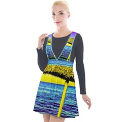 Pop Art Beach Umbrella  Plunge Pinafore Velour Dress by essentialimage