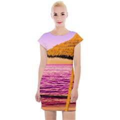 Pop Art Beach Umbrella  Cap Sleeve Bodycon Dress by essentialimage