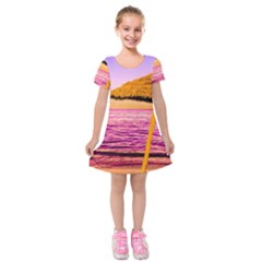 Pop Art Beach Umbrella  Kids  Short Sleeve Velvet Dress by essentialimage