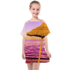 Pop Art Beach Umbrella  Kids  One Piece Chiffon Dress by essentialimage