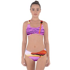 Pop Art Beach Umbrella  Criss Cross Bikini Set by essentialimage