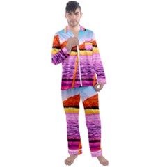 Pop Art Beach Umbrella  Men s Satin Pajamas Long Pants Set by essentialimage