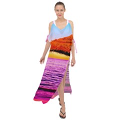 Pop Art Beach Umbrella  Maxi Chiffon Cover Up Dress by essentialimage