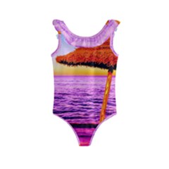 Pop Art Beach Umbrella  Kids  Frill Swimsuit by essentialimage