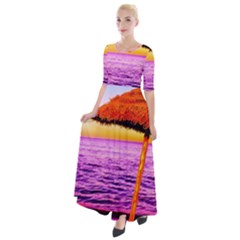 Pop Art Beach Umbrella  Half Sleeves Maxi Dress by essentialimage