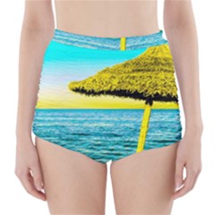 Pop Art Beach Umbrella  High-waisted Bikini Bottoms by essentialimage