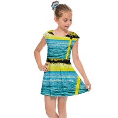 Pop Art Beach Umbrella  Kids  Cap Sleeve Dress by essentialimage