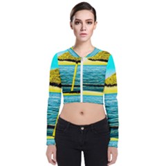 Pop Art Beach Umbrella  Long Sleeve Zip Up Bomber Jacket by essentialimage