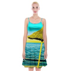 Pop Art Beach Umbrella  Spaghetti Strap Velvet Dress by essentialimage