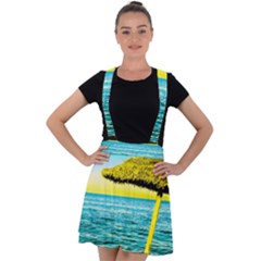 Pop Art Beach Umbrella  Velvet Suspender Skater Skirt