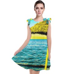 Pop Art Beach Umbrella  Tie Up Tunic Dress by essentialimage