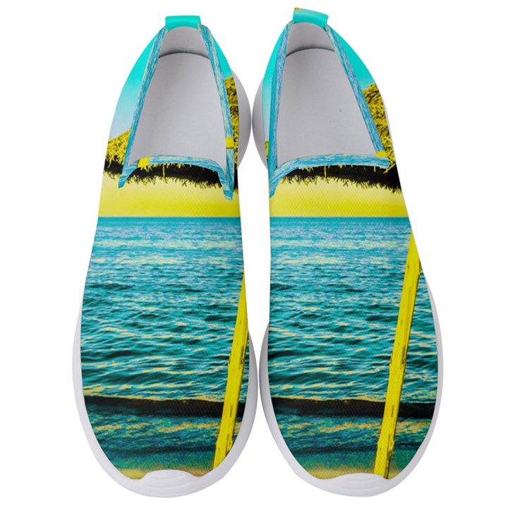 Pop Art Beach Umbrella  Men s Slip On Sneakers