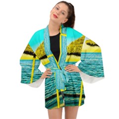 Pop Art Beach Umbrella  Long Sleeve Kimono by essentialimage