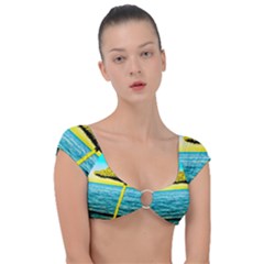 Pop Art Beach Umbrella  Cap Sleeve Ring Bikini Top