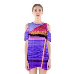 Pop Art Beach Umbrella  Shoulder Cutout One Piece Dress