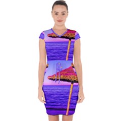 Pop Art Beach Umbrella  Capsleeve Drawstring Dress  by essentialimage