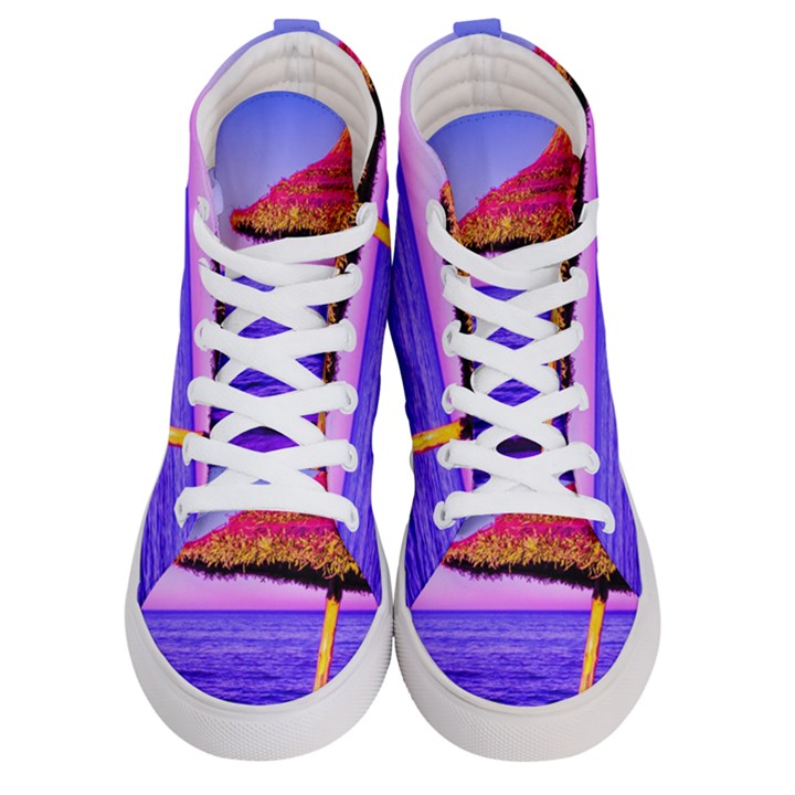 Pop Art Beach Umbrella  Women s Hi-Top Skate Sneakers