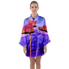 Pop Art Beach Umbrella  Long Sleeve Satin Kimono by essentialimage