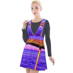 Pop Art Beach Umbrella  Plunge Pinafore Velour Dress