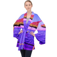 Pop Art Beach Umbrella  Long Sleeve Velvet Kimono  by essentialimage