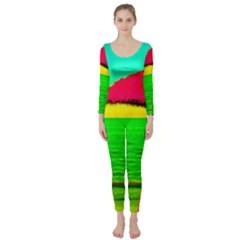 Pop Art Beach Umbrella Long Sleeve Catsuit