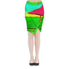 Pop Art Beach Umbrella Midi Wrap Pencil Skirt