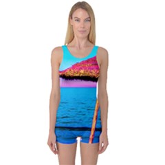 Pop Art Beach Umbrella  One Piece Boyleg Swimsuit