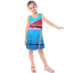 Pop Art Beach Umbrella  Kids  Sleeveless Dress by essentialimage