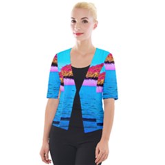 Pop Art Beach Umbrella  Cropped Button Cardigan by essentialimage