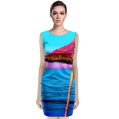 Pop Art Beach Umbrella  Sleeveless Velvet Midi Dress by essentialimage