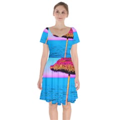 Pop Art Beach Umbrella  Short Sleeve Bardot Dress by essentialimage