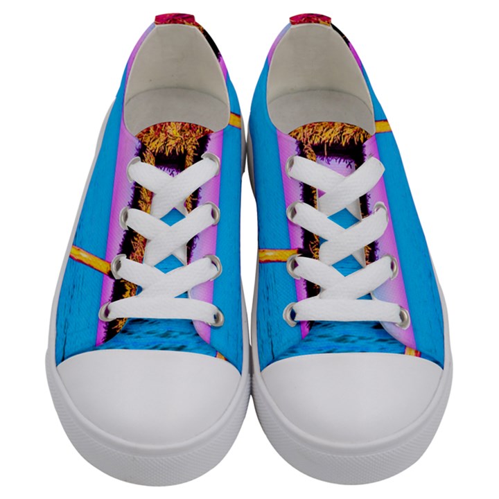 Pop Art Beach Umbrella  Kids  Low Top Canvas Sneakers