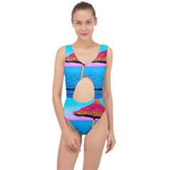 Pop Art Beach Umbrella  Center Cut Out Swimsuit by essentialimage