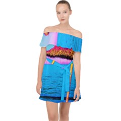 Pop Art Beach Umbrella  Off Shoulder Chiffon Dress by essentialimage