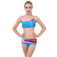 Pop Art Beach Umbrella  Layered Top Bikini Set by essentialimage