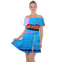 Pop Art Beach Umbrella  Off Shoulder Velour Dress by essentialimage