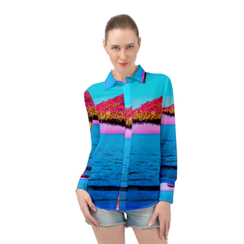 Pop Art Beach Umbrella  Long Sleeve Chiffon Shirt by essentialimage