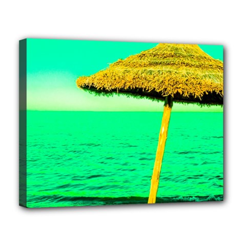 Pop Art Beach Umbrella  Canvas 14  X 11  (stretched) by essentialimage