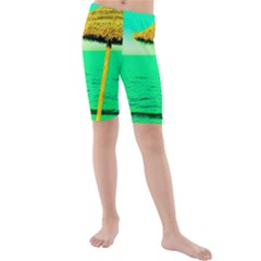 Pop Art Beach Umbrella  Kids  Mid Length Swim Shorts by essentialimage