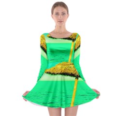 Pop Art Beach Umbrella  Long Sleeve Skater Dress by essentialimage